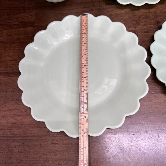 Pioneer Woman Timeless Beauty Jadeite Scalloped 10" 9" 8.5" Plate Bowl Set 4 pcs - Picture 3 of 10